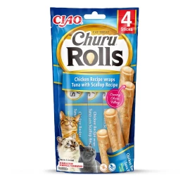 INABA Churu Rolls Chicken recipe wraps Tuna with scallop recipe - cat treats - 4x10 g