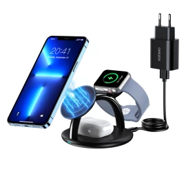 Indukcinė įkrovimo Stotelė Iphone Airpods Pro Apple Watch 3in1 Juoda