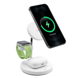 Indukcinis įkroviklis 3-in-1 Su Stovu iphone Airpods Usb-a - Baltas