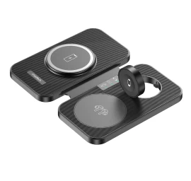 Indukcinis įkroviklis 3in1 apple Ir samsung + Stovo Funkcija - Juodas