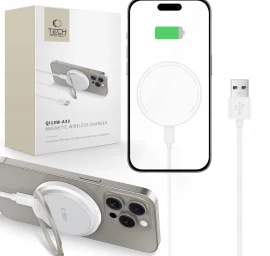 Indukcinis įkroviklis Su Usb-a - Usb-c magsafe Kabelio Laikikliu - Baltas