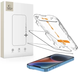 iphone 13 / 13 Pro / 14 / 16e Grūdintas Stiklas Su quick Set+ Montavimo Rėmeliu - 2 Vnt.