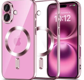 „iphone 16“ Dėklas „magflex Magsafe“ – Permatomas Rožinis