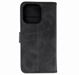 „iphone 16 Pro Max“ Odinis Dėklas „leather Book Case“ – Juodas