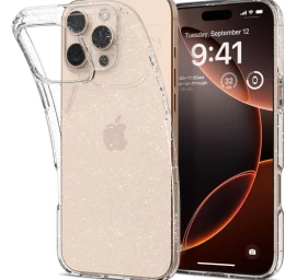 iphone 16 Pro Max Skystųjų Kristalų Dėklas - Skaidrus Brokatas