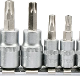Įpresuotų antgalių rinkinys 1/4+3/8, 12 vnt T-Star su skylėmis T8-T55 (YT-04332)