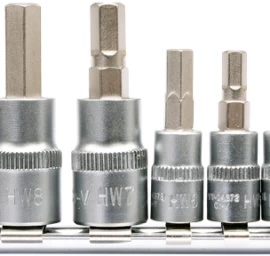 Įpresuotų antgalių rinkinys 1/4+3/8, 9 vnt Hex H2-H12 (YT-04401)