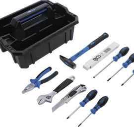 Įrankių nešiojimo dėklas | sustiprintas plastikas | įsk. įrankių asortimentas | 11 vnt. (70225)