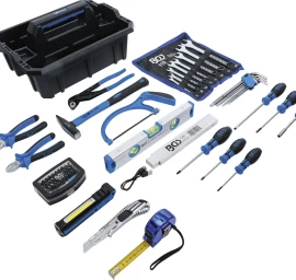 Įrankių nešiojimo dėklas | sustiprintas plastikas | įsk. įrankių asortimentas | 66 vnt. (70224)