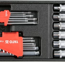 Įrankių rinkinys į vežimėlius - Hex ir Torx raktai, galvutės ir antgaliai 31vnt. (YT-55451)