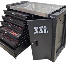 Įrankių spintelė ant ratukų XXL | metalinis starviršis | su įrankiais | 7 stalčiai / 1 durelės (H7008)