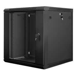 įrengimo Spinta 19&amp;#039;&amp;#039; 12u 600x600mm Juoda (stiklinės Durys)