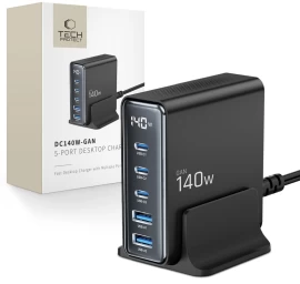 įrenginių Su Ekranu įkrovimo Stotelė 3x Usb-c 2x Usb-a Gan 140 W - Juoda