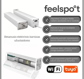 Išmanusis elektrinis užuolaidų bėgelis (3.2m) Feelspot FS-CM03W-5W WiFi, Tuya