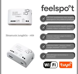 Išmanusis jungiklis - rėlė Feelspot FS-SRS02W RF, Wi-fi