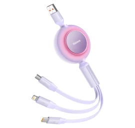 Ištraukiamas 3-in-1 Kabelis Usb Microusb + Iphone Lightning + Usb-c 66w 1,1 M Violetinės Spalvos Ištraukiamas 3-in-1 Kabelis Usb Microusb + Iphone Lightning + Usb-c 66w 1,1 M Violetinės Spalvos