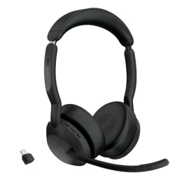Jabra Evolve2 55 UC Stereo Link390c Belaidės ausinės, Bluetooth, USB-C, Juoda