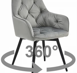 Jork360 Kėdė - Sidabriškai Pilkas Aksomas / Juodos Kojos X 1