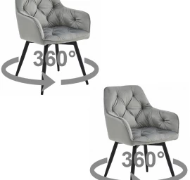 Jork360 Kėdė - Sidabriškai Pilkas Aksomas / Juodos Kojos X 2