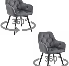 Jork360 Kėdė - Tamsiai Pilkas Aksomas / Juodos Kojos X 2