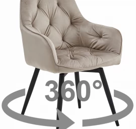 Jork360 Kėdė - Tamsiai Smėlio Spalvos Aksomas / Juodos Kojos X 1