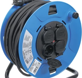 Kabelinė ritė 50 m | 3 x 1,5 mm² | 4 lizdai su sandarinimo dangteliu IP 44 | 3500 W (3378)
