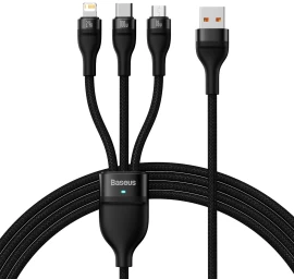Kabelis 3in1 Iš Usb į Usb-c / iphone Lightning / Micro Usb 1,2 M - Juodas