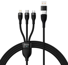 Kabelis 4in1 Usb+usb-c į Usb-c / Iphone Lightning / Micro Usb 1,2 M - Juodas