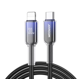 Kabelis crystal-clear Series 30w Usb-c - iphone Lightning 1,2 M - Juodas