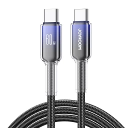 Kabelis Crystal-clear Series 60w Usb-c - Usb-c 1,2 M - Juodas