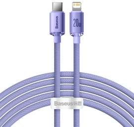 Kabelis Greitam įkrovimui Ir Duomenų Perdavimui Usb-c Iphone Lightning 20w 2 M Violetinės Spalvos