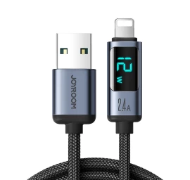 Kabelis iphone Su Led Ekranu lightning - Usb-a 2,4a 1,2 M Juodas