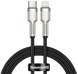Kabelis Iphone Usb-c - Lightning Cafule Metal Data Power Delivery 20w 1m - Juodas