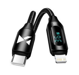 Kabelis iphone Usb-c - lightning Su Led Ekranu 36w 2 M Juodas