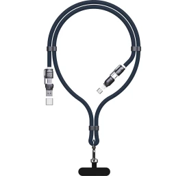 Kabelis Su Dirželiu 4in1 Usb-c Su iphone Lightning Usb-a Adapteriais - Mėlynas