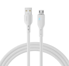 Kabelis Su Led Indikatoriumi Usb - Micro Usb 2.4a 2 M Baltas