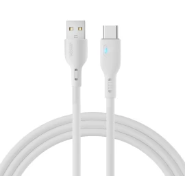 Kabelis Su Led Indikatoriumi Usb - Usb-c 3a 2 M Baltas