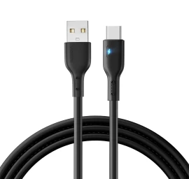 Kabelis Su Led Indikatoriumi Usb - Usb-c 3a 2 M Juodas