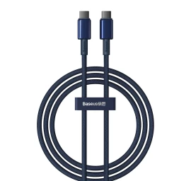 Kabelis Tungsten Gold Usb-c - Usb-c 100w 1 M - Tamsiai Mėlynas