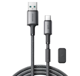 Kabelis Usb-a - Usb-c Su Magnetiniu Laikikliu Ir Organizatoriumi 1,2 M - Pilkas