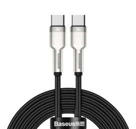 Kabelis Usb-c - Usb-c Cafule Metal Data Power Delivery 100w 2 M - Juodas