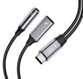 Kabelis Usb-c - Usb-c / Mini Lizdas 3,5 Mm - Juodas