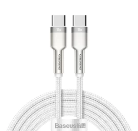 Kabelis Usb-c - Usb-c Serijos Metalinis Duomenų Perdavimo Pd Qc Scp 100w 5a 1m - Baltas