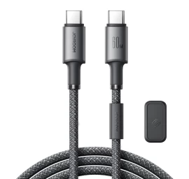 Kabelis Usb-c - Usb-c Su Magnetiniu Laikikliu Ir Organizatoriumi 1,2 M - Pilkas