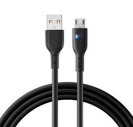 Kabelis Usb - Microusb 2.4a Su Led 2 M Juodas