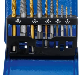 Kairinių grąžtų ir užlūžusių varžtų išsukėjų rinkinys | HSS | titano nitridas | 2 - 7.5 mm | 10 vnt. (6780)