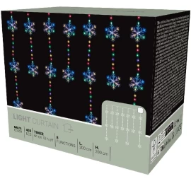 Kalėdų Eglutės Lempučių šviesos Užuolaida 200x200 Cm 408led Snaigės Multikolor