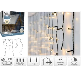 Kalėdų Eglutės žibintai Lauko šviesos Užuolaida 360 Led Valdiklis Laikmatis šiltai Baltas Kabelis žalias