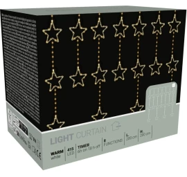 Kalėdų Eglutės žibintų šviesos Užuolaida 200x200 Cm 415led White Stars