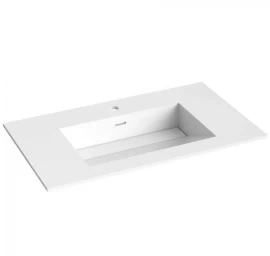 Kamė Corian baldinis praustuvas su skyle maišytuvui 80x46 cm, baltas matinis, CN814618